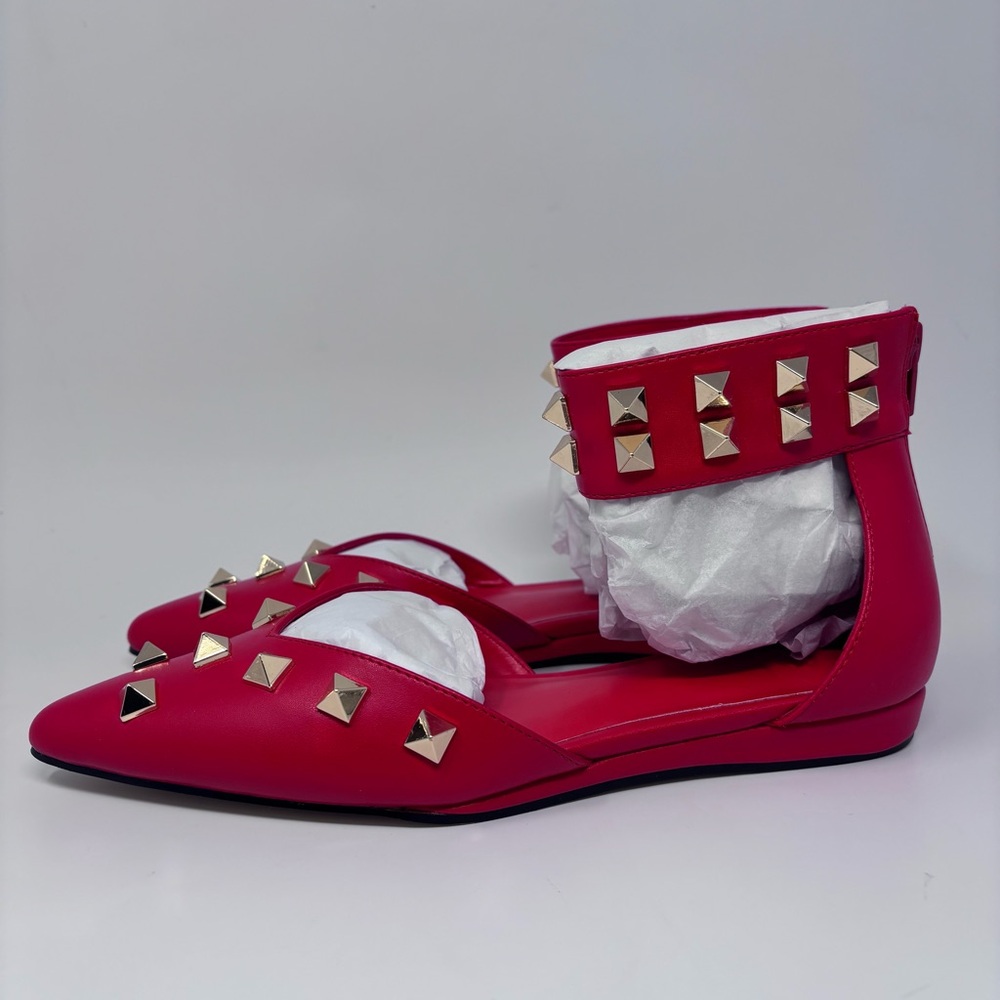 AAJ Lenox Red Flats with Gold Studs 5 - Picture 4 of 7